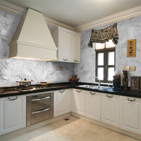 10 stk mosaikk veggflis klistremerke bad kjøkken hjem Dekal dekor White Marble 15x15cm(6x6")