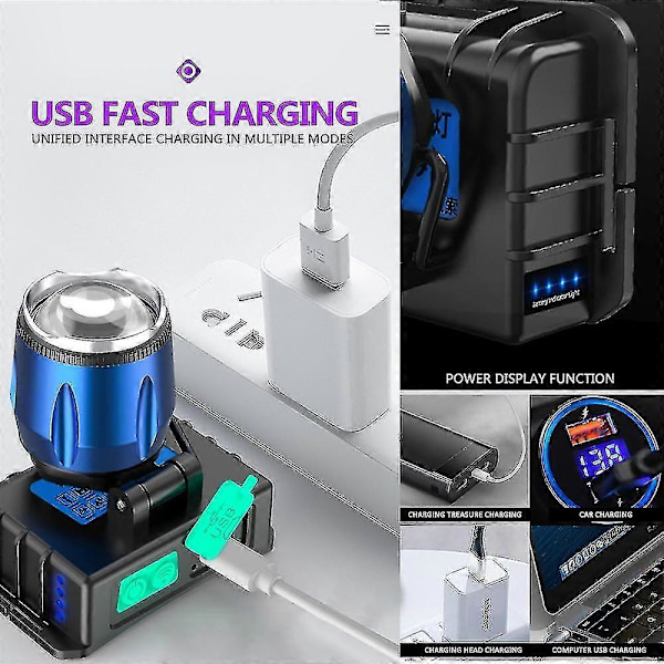 Kraftigste 85000lm T6 Led Uv Hodelykt Zoombar Sensor Usb Oppladbar Hodelykt Med Uv Lys/hvitt Lys Gratis Frakt