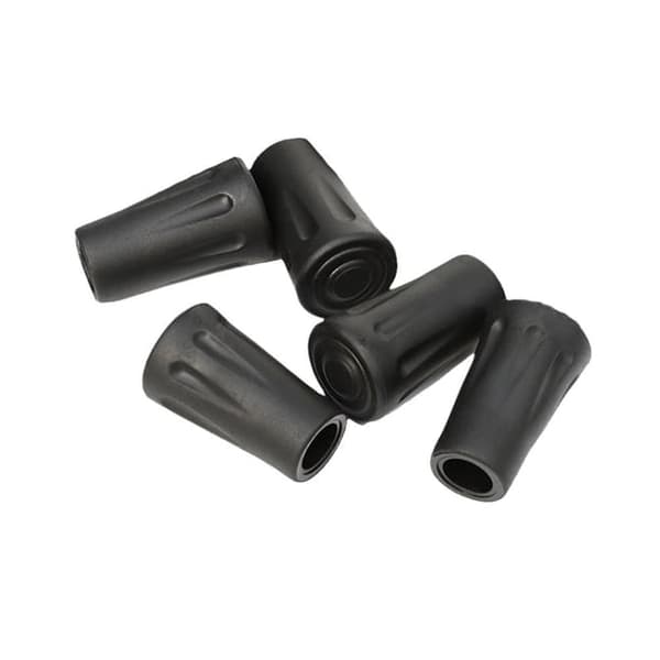 Sæt med 4 sorte gummidupper til vandrestave (11 mm).