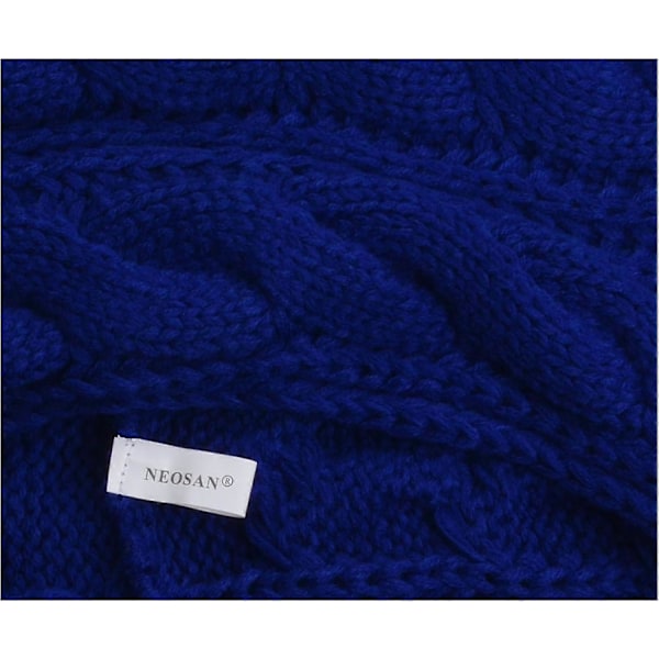 Dam Tjock Ribbstickad Vinter Infinity Cirkel Loop Halsduk Premium Twist Royal Blue
