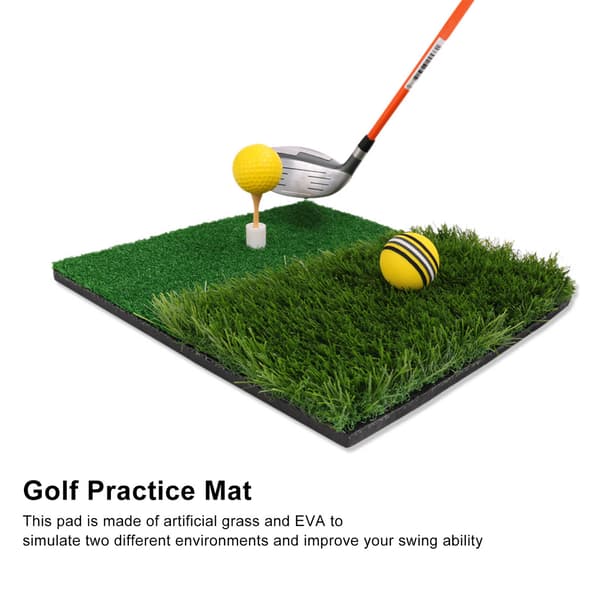 Slagmatt Dubbel Gräs Mini Golf Träningsövningsplatta Startzon Slaggräsmatta