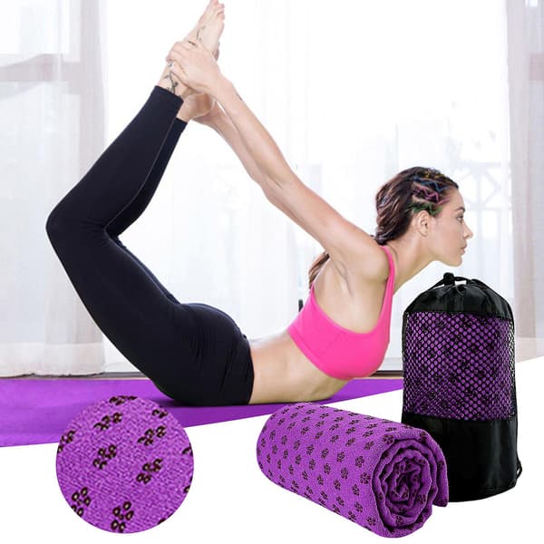 Halkfri Yoga-Grip Handduk Svettabsorberande Mikrofiber Mattskydd för Pilates