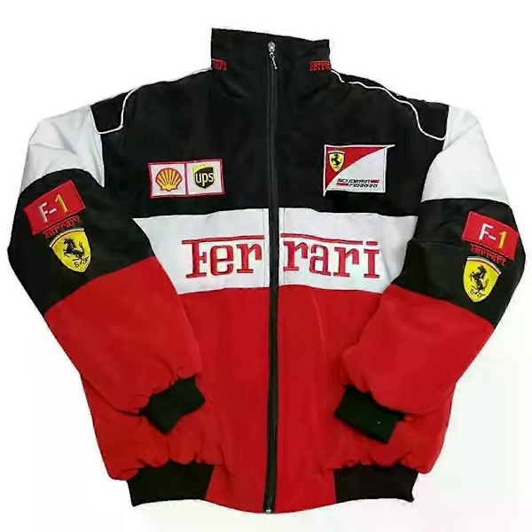 Herr Racing Jacka Med Röd Svart Brodering, Jacka Kostym F1 Team Racing Cool Jacka Black clam S