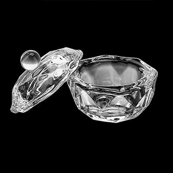 Katea 2 st Klar Nagelkonst Akryl Flytande Pulver Dappen Skål Glas Kristall Kopp Glasbehållare Med Lock För Nagelkonst Manikyr Vårdverktyg