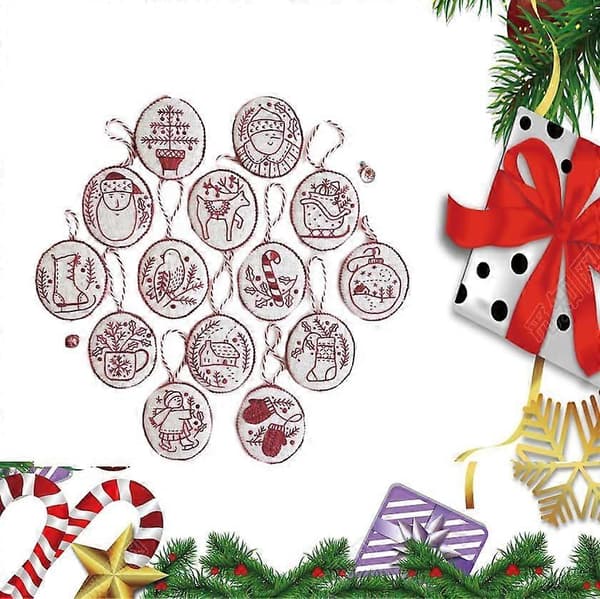 Jolly and Bright Håndbroderi Julepynt Sæt, Julebroderisæt, Broderisæt Julepynt, til Julebroderisæt til 14pcs
