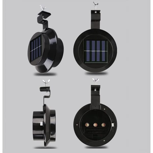 Sæt med 6 sorte solcelle LED-lamper – 3 hvide LED'er – Væg- eller hegnmontering – Automatisk sensor – Udendørsbelysning