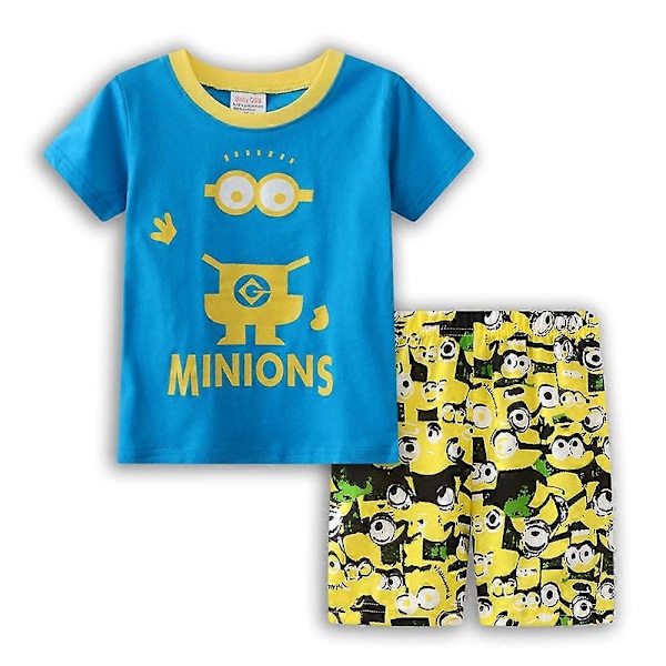 4-7 År Barn Pojkar Flickor Minioner Tecknade Pyjamas Kortärmad T-Shirt Shorts Set Sommar Loungewear Sovkläder Outfits C 5 years old