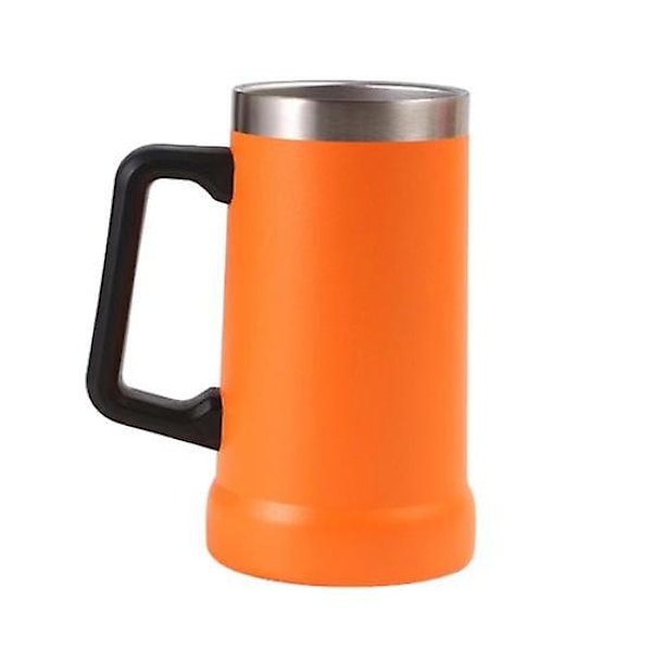 700ML Ölsejdel Dubbelväggig Isolering Rostfritt Stål Kaffemugg Termosmugg för Varma Kalla Drycker Stort Grepp Splittersäker Äventyrsdrickskopp orange