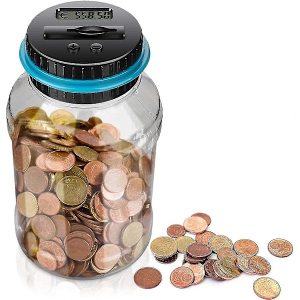 Räknande Spargris, 1,5l Spargris, Automatisk Mynträkningsbox