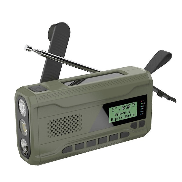 DAB/FM Bluetooth Radio Nödradio Inbyggt 4500Mah Batteri Portabel Solcellsdriven Vevradio Mottagare