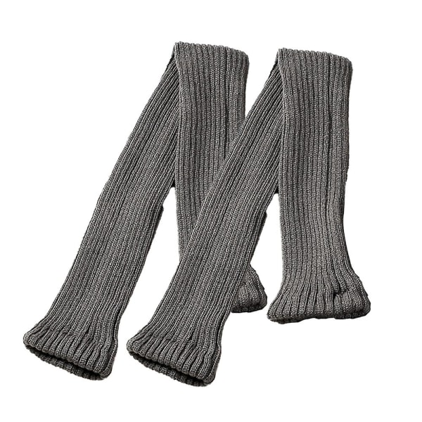Kvinnors vinter över knähöga fotlösa strumpor Stickade benvärmare mörkgrå Dark gray