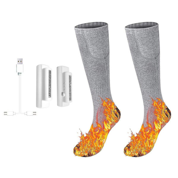 3,7v Oppvarmede sokker Fotvarmere Elektrisk oppvarming Vaskbart batteri For vinter Ski Fottur Fiske Riding Grey