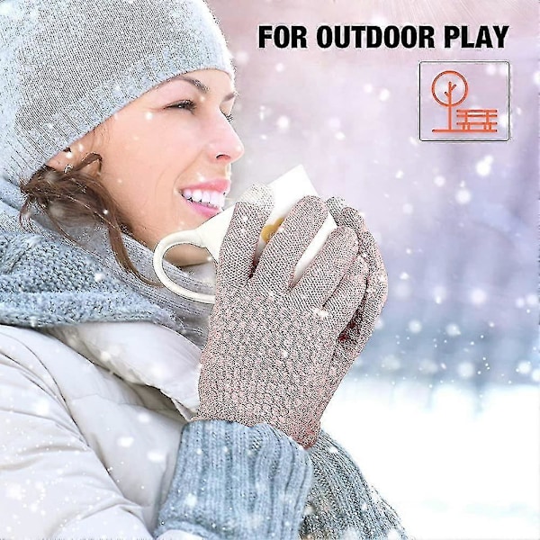 4 par dame vinter touch screen handsker varme fleeceforede strikhandsker elastiske