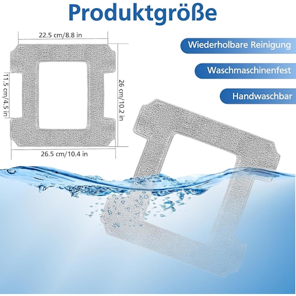 6-pak rengøringspuder til Ecovacs Winbot W1 / W1 Pro / W2 / W2 Omni vinduesrensningsrobotter, vinduesrensningsrobot, vaskbar mikrofiber rengøringsklud