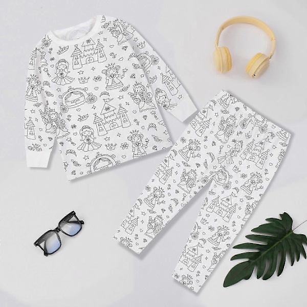 Kreativa Barn DIY Graffiti Pyjamas Hemkläder Set, Färga Dina Egen Pyjamas för Pojkar & Flickor Ice Cream 7-8Years