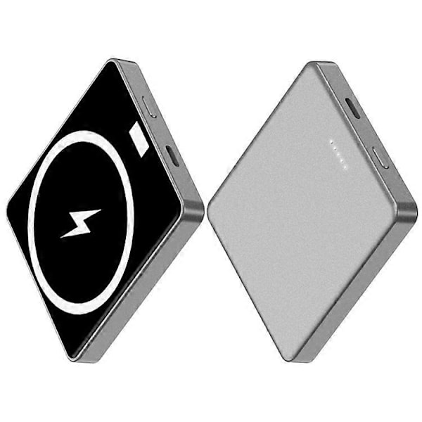 E30 10000mAh Magneettinen varavirtalähde 15W langaton lataus PD + QC 20W Ulkoinen akku Puhelinlaturi Grey