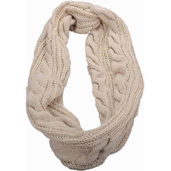 Dam Tjock Ribbstickad Vinter Infinity Cirkel Loop Halsduk Premium Twist Khaki