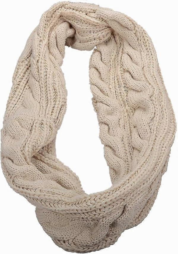 Dame Tyk Ribstrikket Vinter Infinity Circle Loop Halstørklæde Premium Twist Khaki