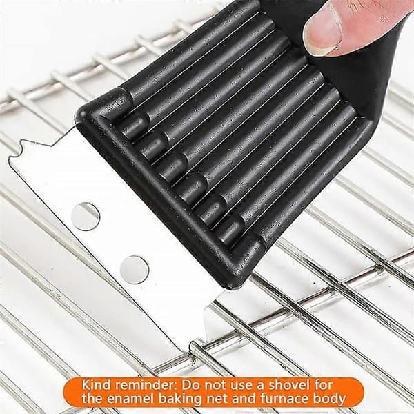 Rengjøringsbørste i messing og rustfritt stål for grill, med ergonomisk håndtak.