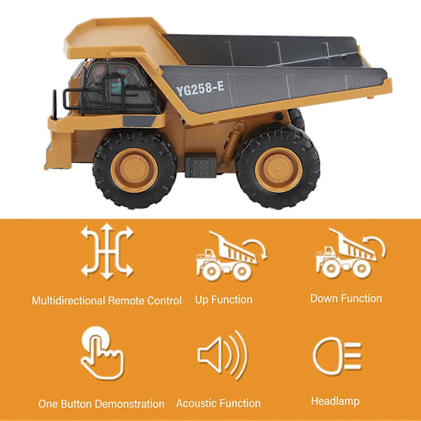 9-kanals RC Dumper Lastbilsleksak Kit RC Lastbil Byggfordon Lastbilsleksaker för Småbarn Barn Pojkar Flickor