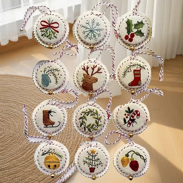 Jolly and Bright Håndbroderi Julepynt Sæt, Julebroderisæt, Broderisæt Julepynt, til Julebroderisæt til 14pcs