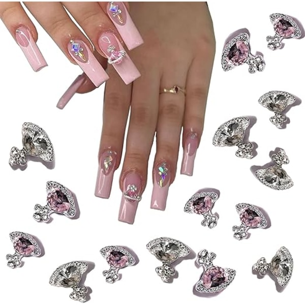 20 st Nageldekorationer Vita Rosa Planet Nageldekorationer 3D Glänsande Nageltillbehör med Strass Saturnusformade Nageltillbehör