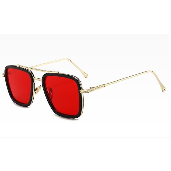Stor ram Nya solglasögon män fyrkantiga metall solglasögon kvinnor retro vintage högkvalitativa solglasögon i två delar Color 13 Two Piece