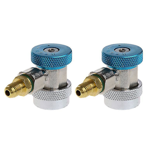 2st Bil Auto Freon R134a Snabbkopplingar Adaptrar Luftkonditionering Köldmedium Justerbar A/c Manifo