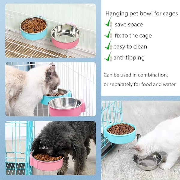 Liten Hundskål för Bur Fågelskål Kattskål för Bur Rostfritt Stål - 2 ST