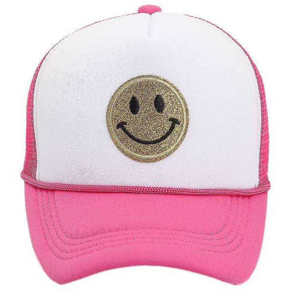 Smiley Face Trucker Hatte Justerbar Foam Mesh Hat Kvinder Mænd