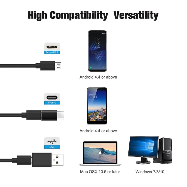 Typ C Borescope USB Inspection Camera Hd,6 Justerbart LED-ljus