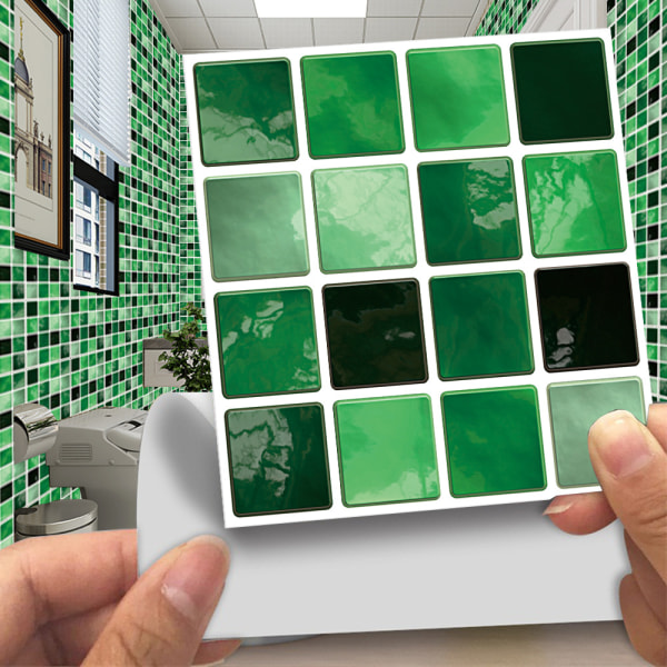 30 stk Mosaik fliser Stickers Stick Badeværelse Køkken Hjem Vægskilt Selvklæbende MSC065 Green