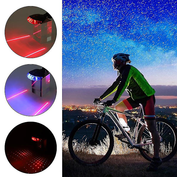 Vandtætte cykellygter Baglygter Led Laser Sikkerhedsadvarsel Cykellygter Cykelhale Cykeltilbehør Lys Red line