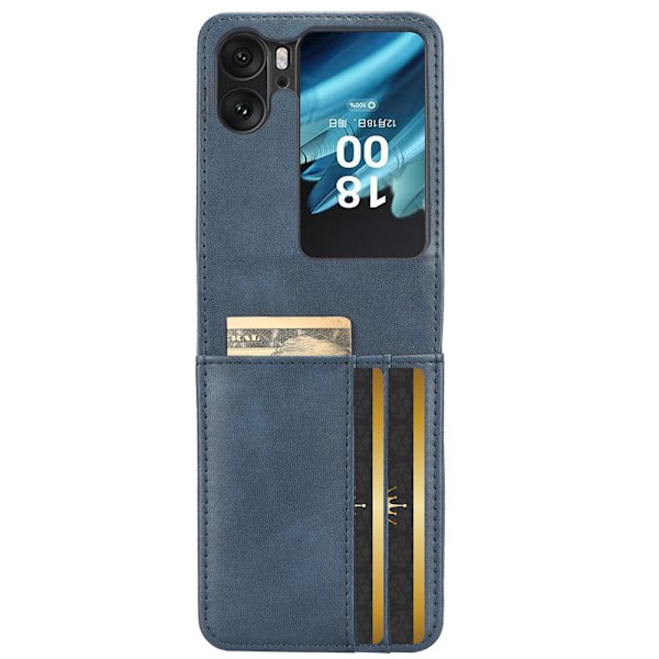 Oppo Find N2 Flip 5G PU-nahkainen läppäkotelo painetulla kolmiokuviolla ja korttipaikoilla