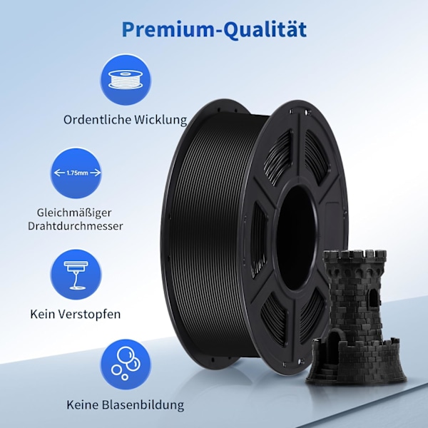 3D-skrivarfilament, diametertolerans +/- 0,02 mm, 1 kg spole, 1,75 mm, för 3D-skrivare och 3D-pennor, flera färger