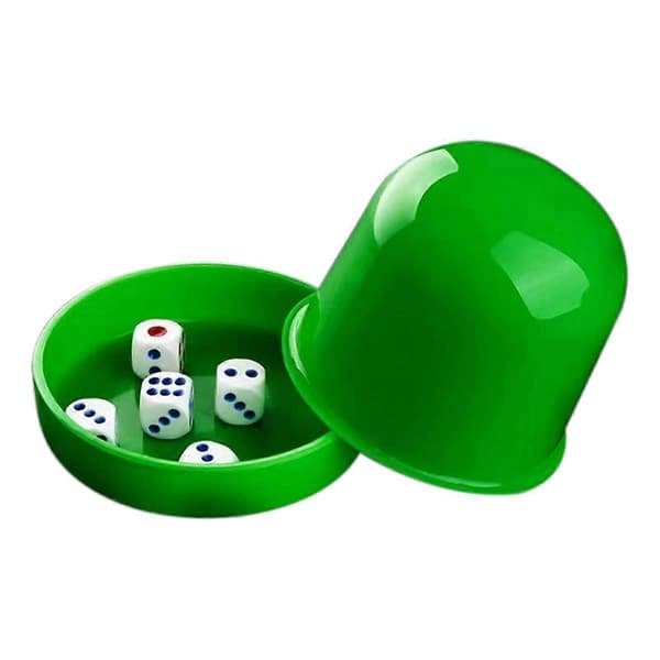 Plast Poker Terningkopp Sett med 5 Terninger Ristekopp Grønn
