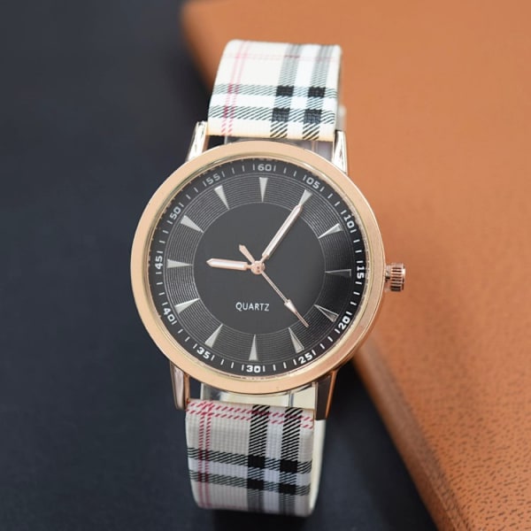 Casual rutigt dambälte watch black