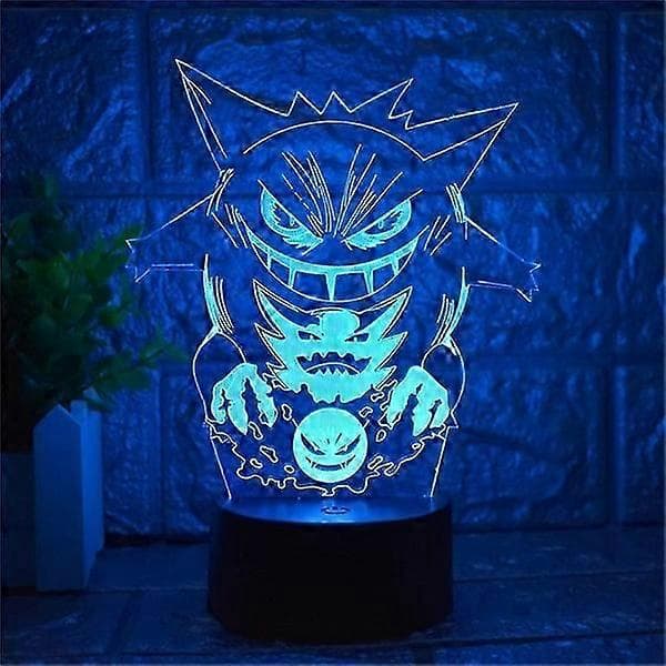 Tegneserie Elf Gengar Nattlampe 3D Illusjon LED Lys Barn