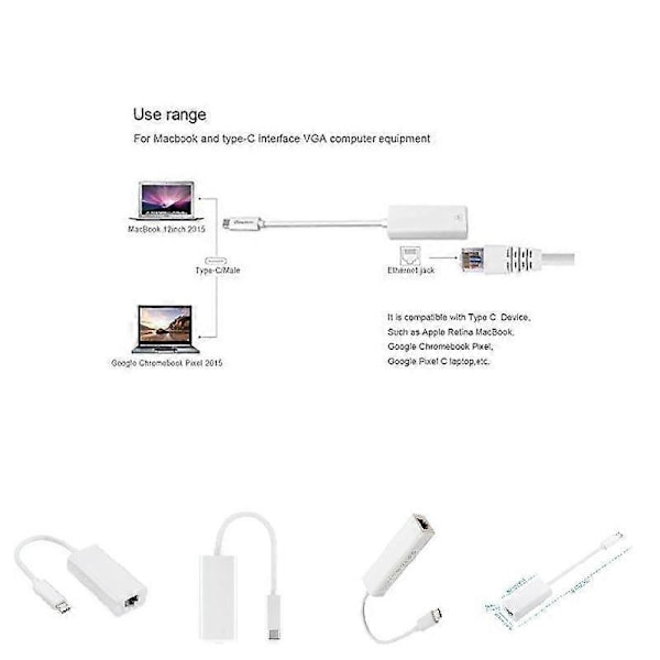 USB-C/TYPE-C til RJ45 Ethernet LAN Internet Kabel Adapter til MACBook & TypeC Enheder