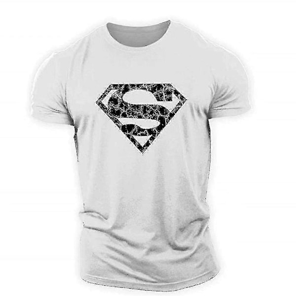 Superman Vaskulær Gym Trening Topp Kort Ermet T-skjorte White XXL