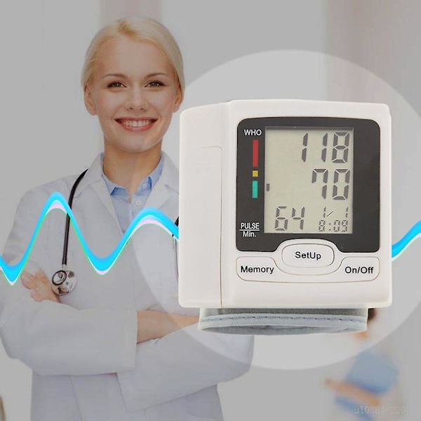 Blodtrycksmätare för Hälsoövervakning i Hemmet, Högprecisionsblodtrycksmätare med 99 Minnespar, LCD Digital Display