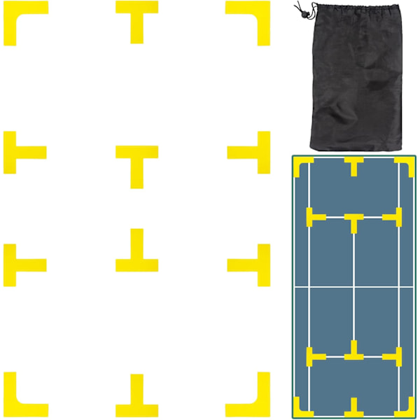 Pickleballbanemarkeringskit, Utomhus Pickleballbanans Gränslinjemarkörer, Linjemarkeringsset, Gul
