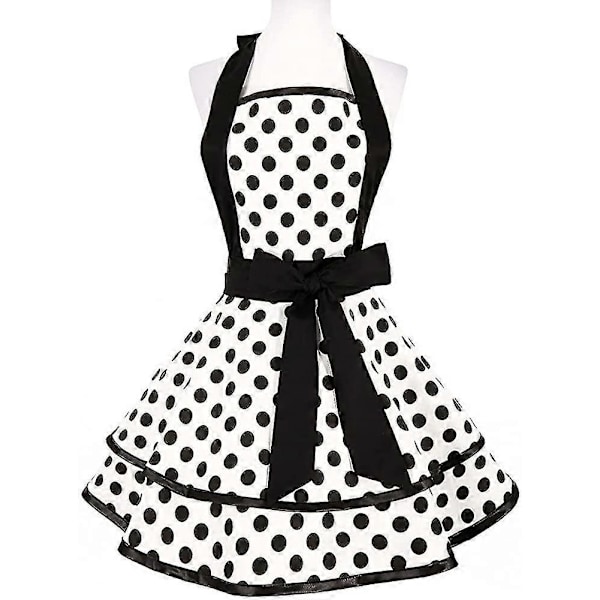 Retro Esiliina Naisille Söpö Vintage Esiliina Pilkullinen Esiliina Keittiöesiliina