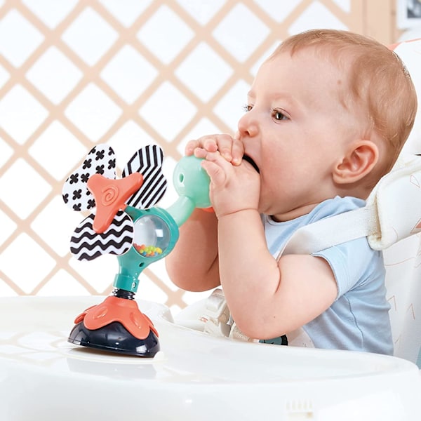 Babyleksak för Barnstol med Sugkoppar, Babyskallror Leksaksset, Interaktiv Utvecklingsbricka Leksak, Sensorisk Leksak för Spädbarn, Nyföddspresent för 6, 9, 12, 18, 24 Månader