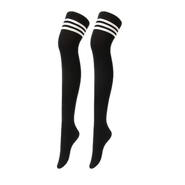 Stribede høje lårstrømper - tynde tights over knæet lange strømper | Knæhøje benvarmere (72 cm)