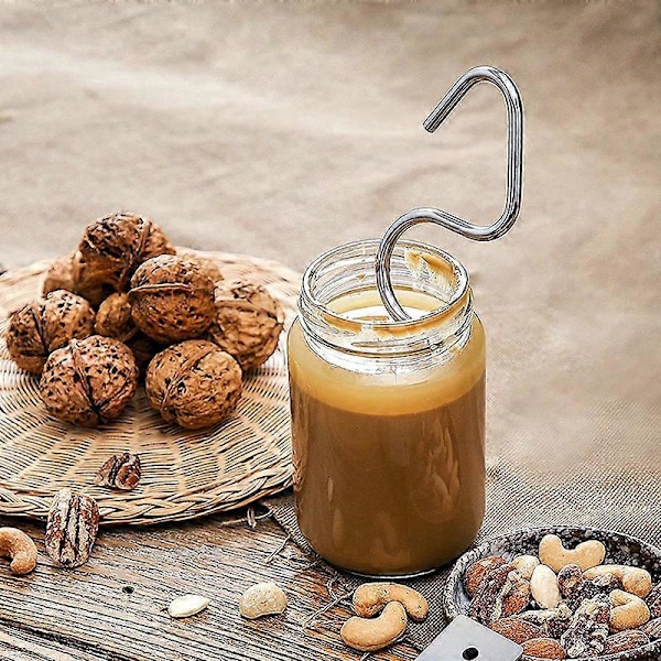Peanutbutter Rører og Skraber, Rustfrit Stål, til 350-850g Glas Velegnet til Blanding af Forskellige Peanutbutter & Marmelade
