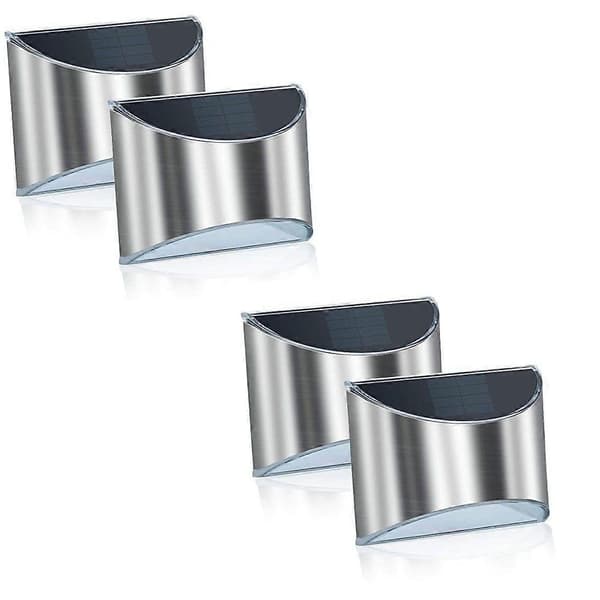 Solcellelamper for utendørs bruk, LED solcelle vegglampe, 4 stk rustfritt stål solcellelys IP65 vanntett solcellelamper utendørs spotlys vegglamper for utendørs bruk, hage, hus