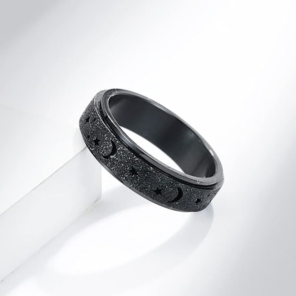 Titanium Rustfrit Stål Spinner Ringe Måne og Stjerne Fidget Ring Stresslindrende Angst Ring Forlovelse Bryllup Løfte Ring til Kvinder Mænd Størrelse 5-12
