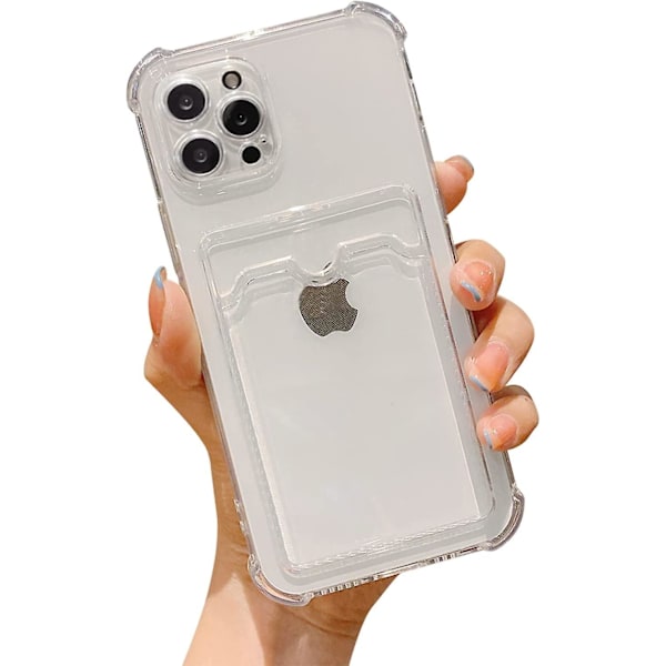 Genomskinligt Plånboksfodral för iPhone 12 Pro Max Uppgraderat Kortfacksfodral Slimmad Passform Skyddande Mjuk TPU Stötsäkert Skal med Söt Korthållare för Apple iPh
