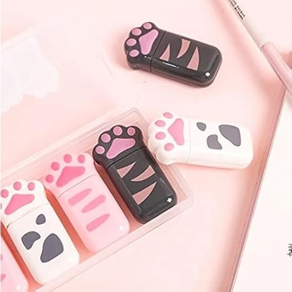 6 st/förpackning Kawaii Kattklo Tass Magiska Dekorativa Plast Korrigeringstejper Korrigerare Dagbok Kontorsmaterial Skolmaterial Gåva